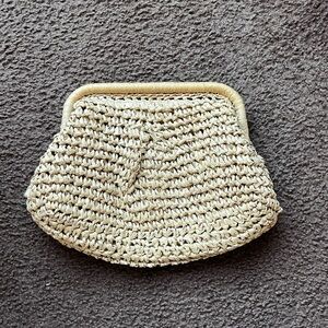 Tan woven clutch/ cross body